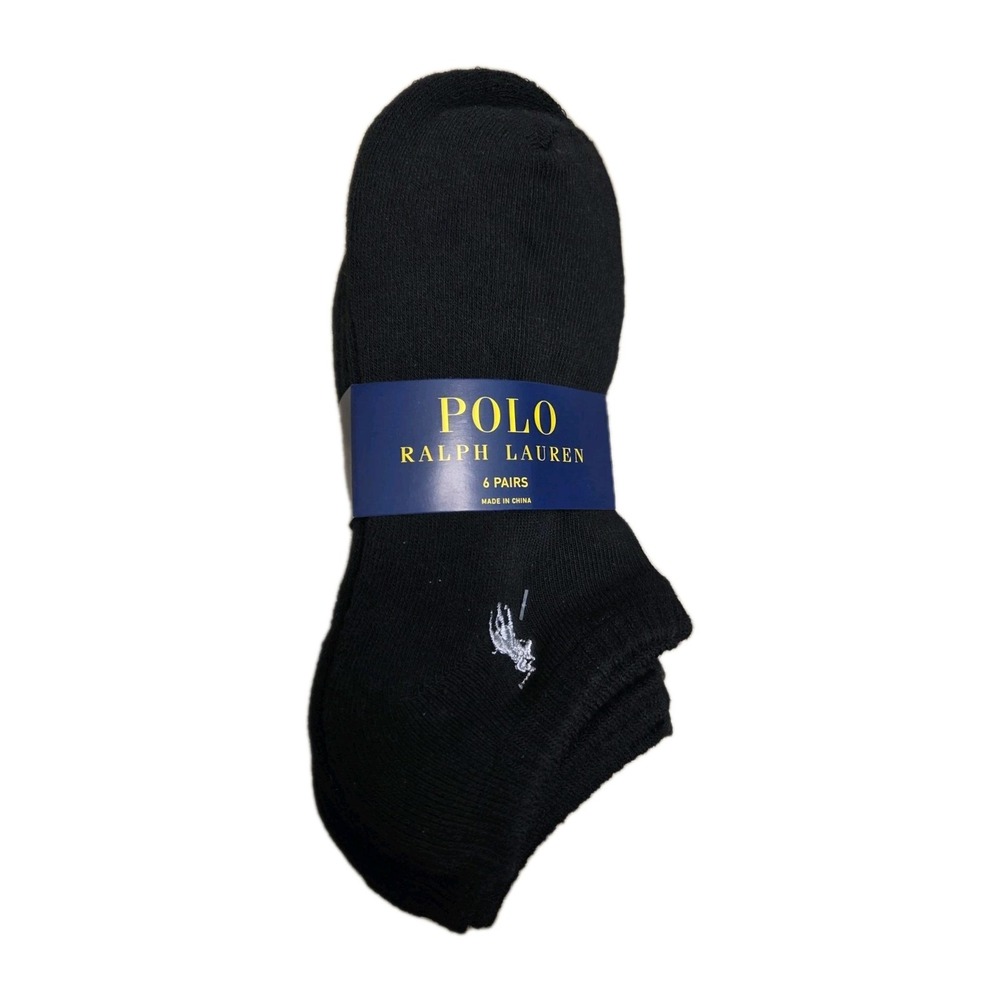 Polo Ralph‎ Lauren Women's Ankle Socks 6 pack Black Grey Horse size 9-11 new
